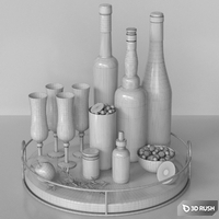 Alcoholic set with fruits. Sparkling wine 3D Model Corona