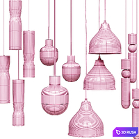 Four Pendant Lights amazing set vol2 3D Model Corona