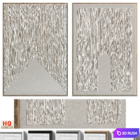 Boho Beige Textural Plaster Wall Art C-461 3D Model Vray, Corona