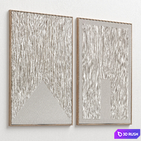 Boho Beige Textural Plaster Wall Art C-461 3D Model Vray, Corona