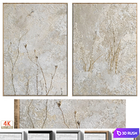 Textural Plaster Wildflowers Boho Wall Art C-571 3D Model Vray, Corona