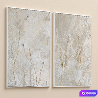 Textural Plaster Wildflowers Boho Wall Art C-571 3D Model Vray, Corona