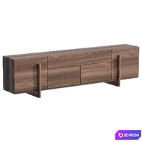 Brutalist Walnut Sideboard Large 3D Model Vray, Corona