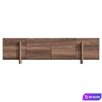 Brutalist Walnut Sideboard Large 3D Model Vray, Corona