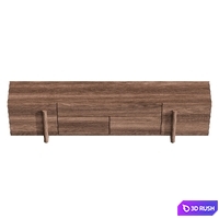Brutalist Walnut Sideboard Large 3D Model Vray, Corona