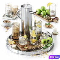 Decor on a tray with water and fruits stv003 3D Model Corona