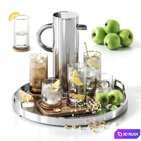 Decor on a tray with water and fruits stv003 3D Model Corona