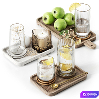 Decor on a tray with water and fruits stv003 3D Model Corona