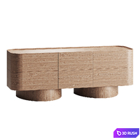 Prayssac Light Oak Wood Sideboard 3D Model Corona