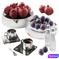 Fruit set | Pomegranate and Fig 3D Model Vray, Corona