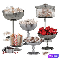 Set of toffees and sweets in bowls 3D Model Corona