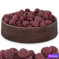 Raspberries in a wooden plate 3D Model Corona