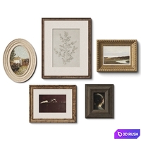 Set of classic vintage paintings 06 3D Model Vray, Corona