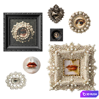 A set of decorative pearl and wood moldings 3D Model Corona