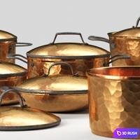 Copperware 3D Model Vray