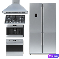 Collection of kitchen appliances Smeg 3D Model Vray, Corona