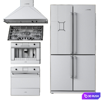 Collection of kitchen appliances Smeg 3D Model Vray, Corona