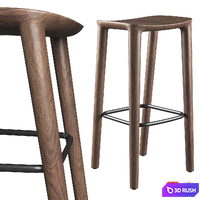 Neva Barstool Wooden Seat 3D Model Vray, Corona