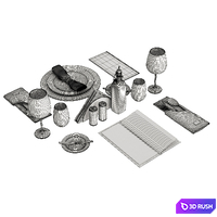 Restaurant table decorative set 3D Model Vray, Corona