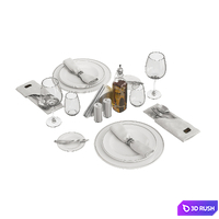 Restaurant table decorative set 3D Model Vray, Corona
