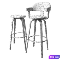 Bar stool Hoker 37 3D Model Vray, Corona