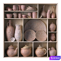 Dishes clay rack n14 / Rack with clay dishes no.14 3D Model Vray, Corona