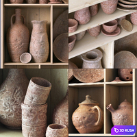 Dishes clay rack n14 / Rack with clay dishes no.14 3D Model Vray, Corona