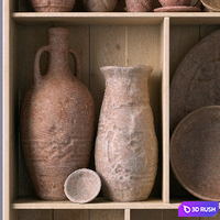 Dishes clay rack n14 / Rack with clay dishes no.14 3D Model Vray, Corona