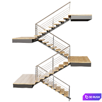 Wooden Stairs 3D Model Corona
