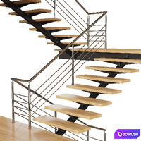 Wooden Stairs 3D Model Corona