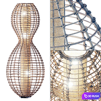 Floor lamp cage rotang n1 / Checkered rattan floor lamp 3D Model Vray, Corona
