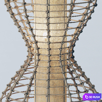 Floor lamp cage rotang n1 / Checkered rattan floor lamp 3D Model Vray, Corona
