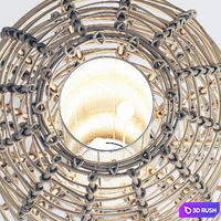 Floor lamp cage rotang n1 / Checkered rattan floor lamp 3D Model Vray, Corona