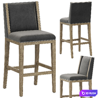Restoration Hardware Ames Leather Armless Bar Stool 3D Model Vray