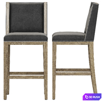 Restoration Hardware Ames Leather Armless Bar Stool 3D Model Vray