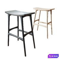 Oak Osso black bar stool (ETHNICRAFT) 3D Model Corona
