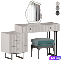 Modern Makeup Vanity With LED Lighted Mirror 3D Model Vray