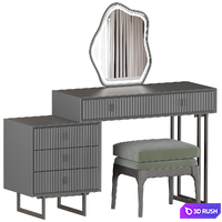 Modern Makeup Vanity With LED Lighted Mirror 3D Model Vray