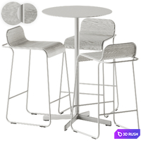 Neu Round Table High by Hay and Flow Aluminum Stool by True Design 3D Model Corona