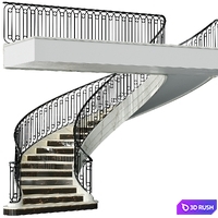 Neoclassical spiral staircase 2 3D Model Vray, Corona