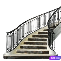 Neoclassical spiral staircase 2 3D Model Vray, Corona