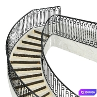 Neoclassical spiral staircase 2 3D Model Vray, Corona
