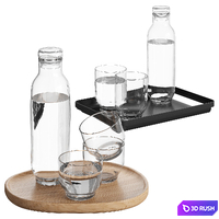 Bolia Glasses and Tray Set 3D Model Vray, Corona