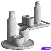 Bolia Glasses and Tray Set 3D Model Vray, Corona