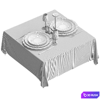 Restaurant table setting with tablecloth 3D Model Vray, Corona
