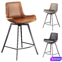 Gage Faux Leather Swivel Stool 3D Model Corona