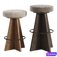 Damon Swivel Bar &amp; Counter Stool-Fourhands 3D Model Vray, Corona