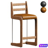 Oak and Leather Cruz Barstool 3D Model Corona