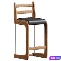 Oak and Leather Cruz Barstool 3D Model Corona