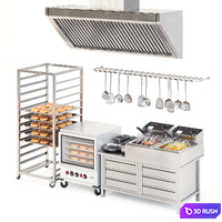 Commercial Kitchen Set 01 3D Model Vray, Corona